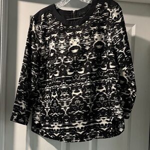 J. Crew Black and White Patterned Blouse